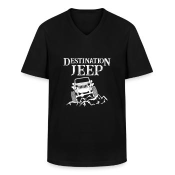 Destination Jeeps - Men's V-Neck T-Shirt - black - Front - AI Model Male 178 dark (178cm)
