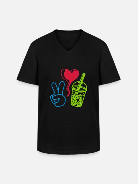 Love Peace Bubble Tea - Men's V-Neck T-Shirt - black