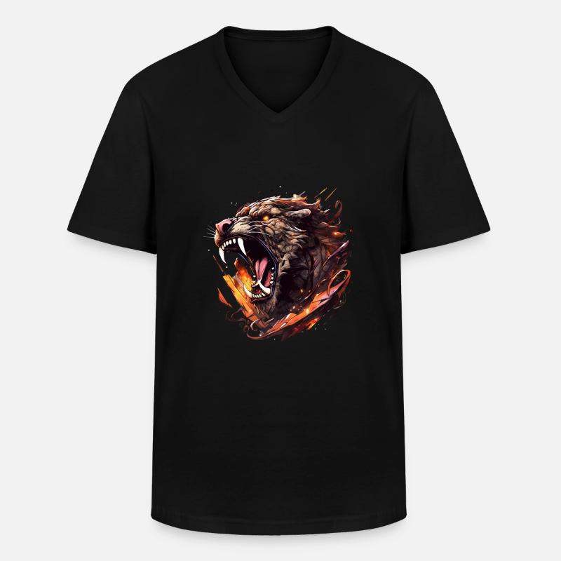 Säbelzahntiger - Sabertooth v4 - Männer-T-Shirt mit V-Ausschnitt - Schwarz