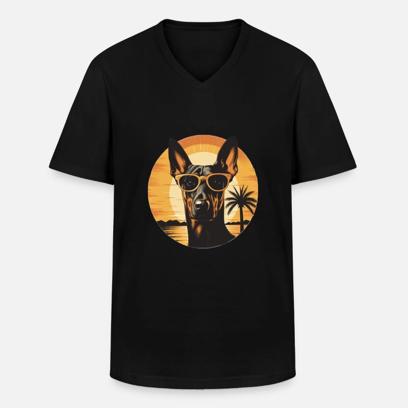 Doberman - Maglietta da uomo classica con scollo a V - nero