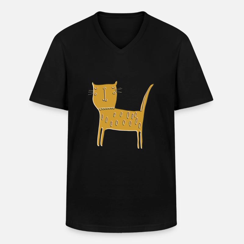 katze relief - Männer-T-Shirt mit V-Ausschnitt - Schwarz