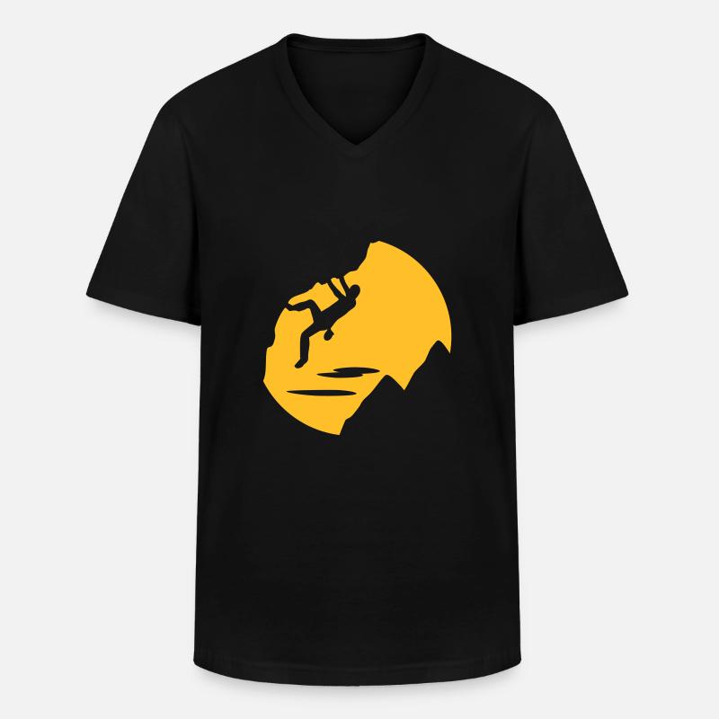 Klettern - Männer-T-Shirt mit V-Ausschnitt - Schwarz