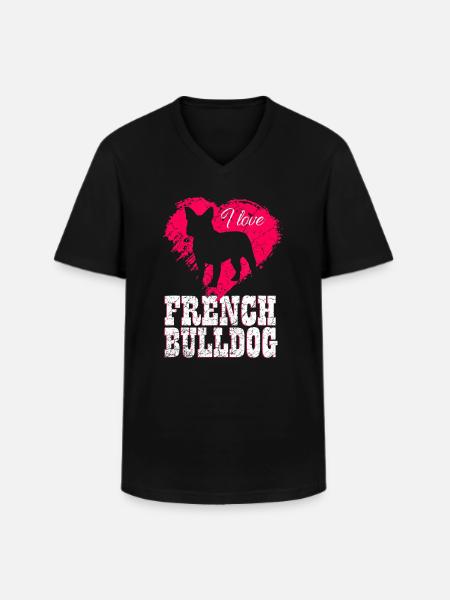 French Bulldog - Men's V-Neck T-Shirt - black