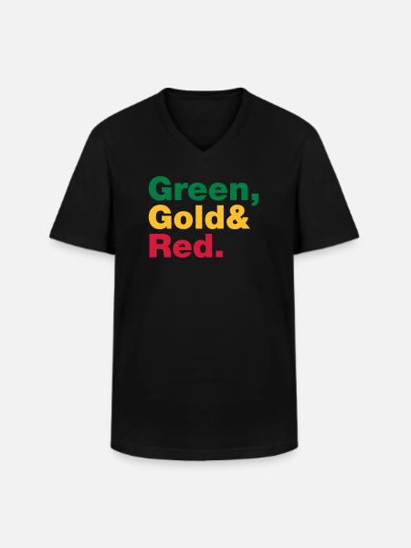 Green, Gold & Red. - Men's V-Neck T-Shirt - black