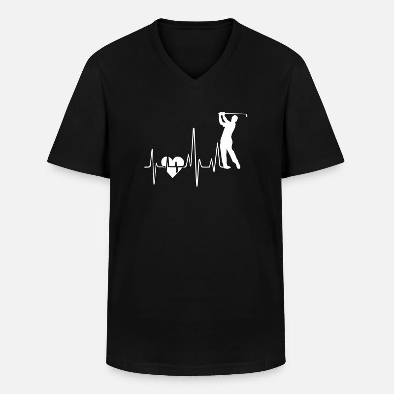 Golf Herzschlag - Männer-T-Shirt mit V-Ausschnitt - Schwarz