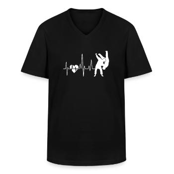 Judo Judo Heartbeat - T-shirt col V Homme - noir - Devant - AI Model Male 178 dark (178cm)