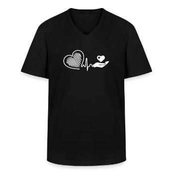 Pflegehelferin Pflegehelferin Herzschlag - Männer-T-Shirt mit V-Ausschnitt - Schwarz - Vorne - AI Model Male 178 dark (178cm)