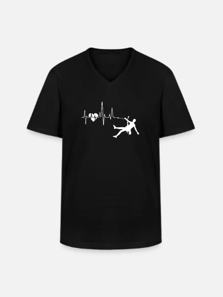 Rock climbing Heartbeat - Men's V-Neck T-Shirt - black