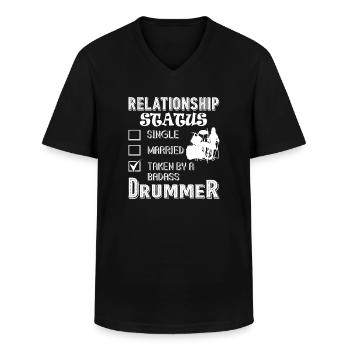 Drummer Drummer Relationship Status - Männer-T-Shirt mit V-Ausschnitt - Schwarz - Vorne - AI Model Male 178 dark (178cm)