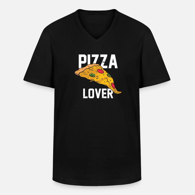 Pizza-Liebhaber Geschenk - Männer-T-Shirt mit V-Ausschnitt - Schwarz