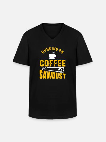 Træarbejder Kaffe og savsmuld Sjovt tøj - Klassisk herre T-shirt med V-udskæring - sort