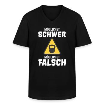 Möglichst schwer möglichst falsch Kraftsport Gym - Männer-T-Shirt mit V-Ausschnitt - Schwarz - Vorne - AI Model Male 178 dark (178cm)