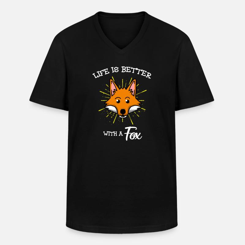 Fox Funny Cute Foxes - Men's V-Neck T-Shirt - black