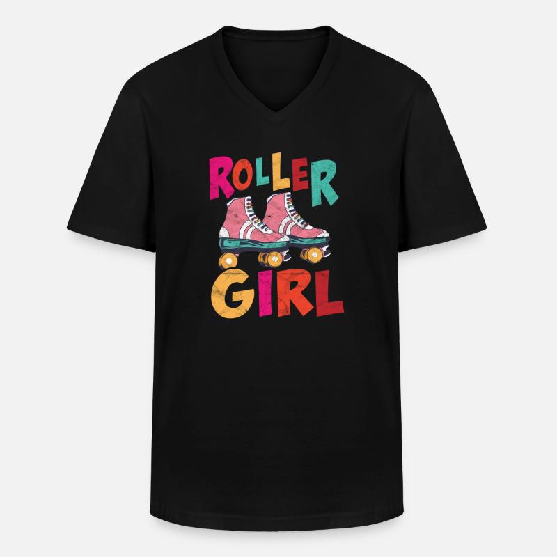 Rollschuh-Mädchen - Männer-T-Shirt mit V-Ausschnitt - Schwarz