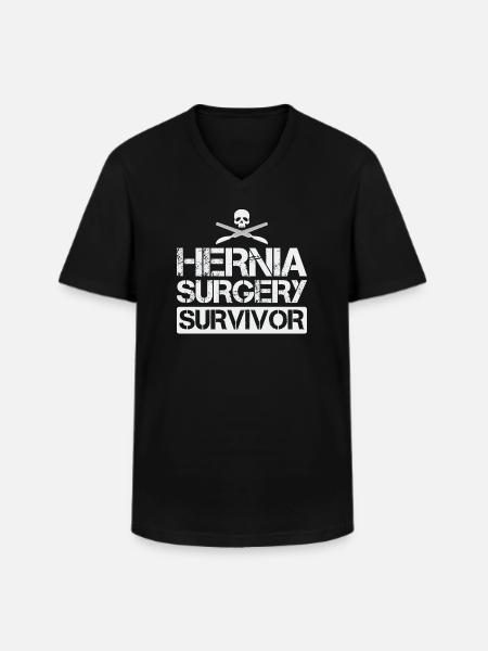 Hernia Surgery Survivor Funny - Men's V-Neck T-Shirt - black