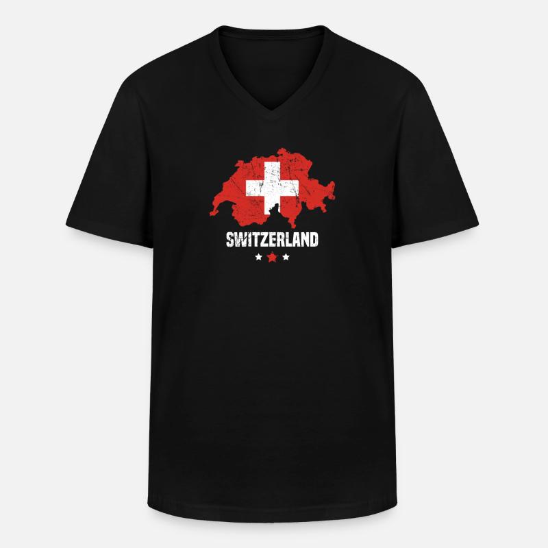 Schweiz Flagge Schweizer - Männer-T-Shirt mit V-Ausschnitt - Schwarz