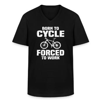 Born to Cycle Funny Cycling Cyclist - Men's V-Neck T-Shirt - black - Front - AI Model Male 178 dark (178cm)