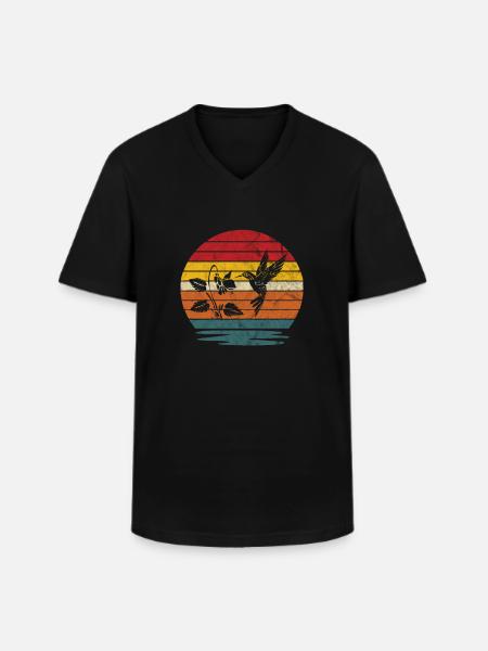 Colibri rétro - T-shirt col V Homme - noir