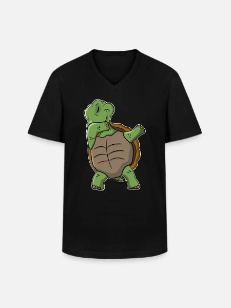 Dabbing Turtle - Men's V-Neck T-Shirt - black