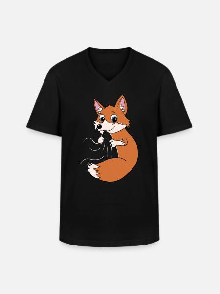 Süßer Fuchs Kinder - Männer-T-Shirt mit V-Ausschnitt - Schwarz