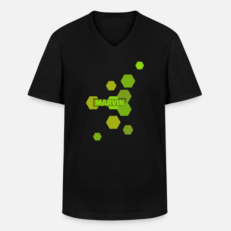 Marvin - Männer-T-Shirt mit V-Ausschnitt - Schwarz