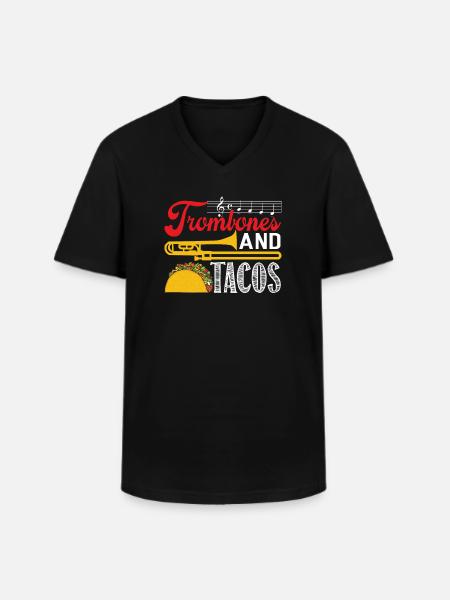 Trombone Trombones and Tacos - Men's V-Neck T-Shirt - black