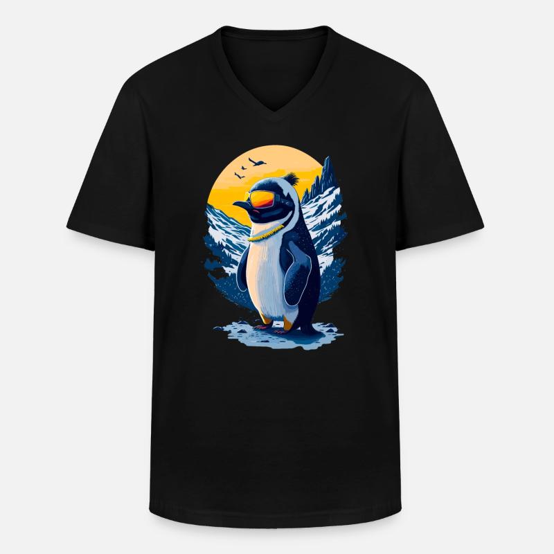 Niedlicher Pinguin - Männer-T-Shirt mit V-Ausschnitt - Schwarz