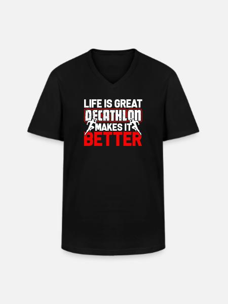 Decathlon Decathlon Makes Life Better - Men's V-Neck T-Shirt - black