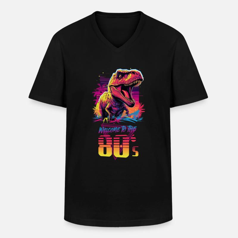 Weclometo the 80s - Männer-T-Shirt mit V-Ausschnitt - Schwarz
