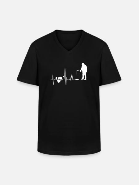 Fishing Heartbeat - Men's V-Neck T-Shirt - black