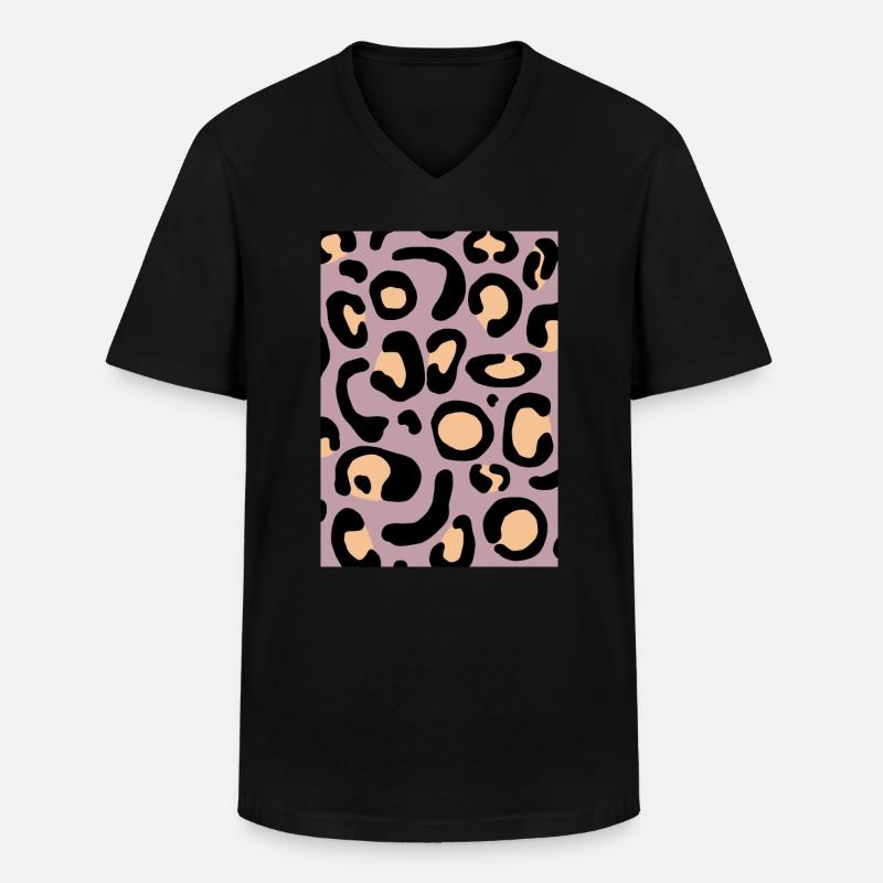 Leopard I - Männer-T-Shirt mit V-Ausschnitt - Schwarz