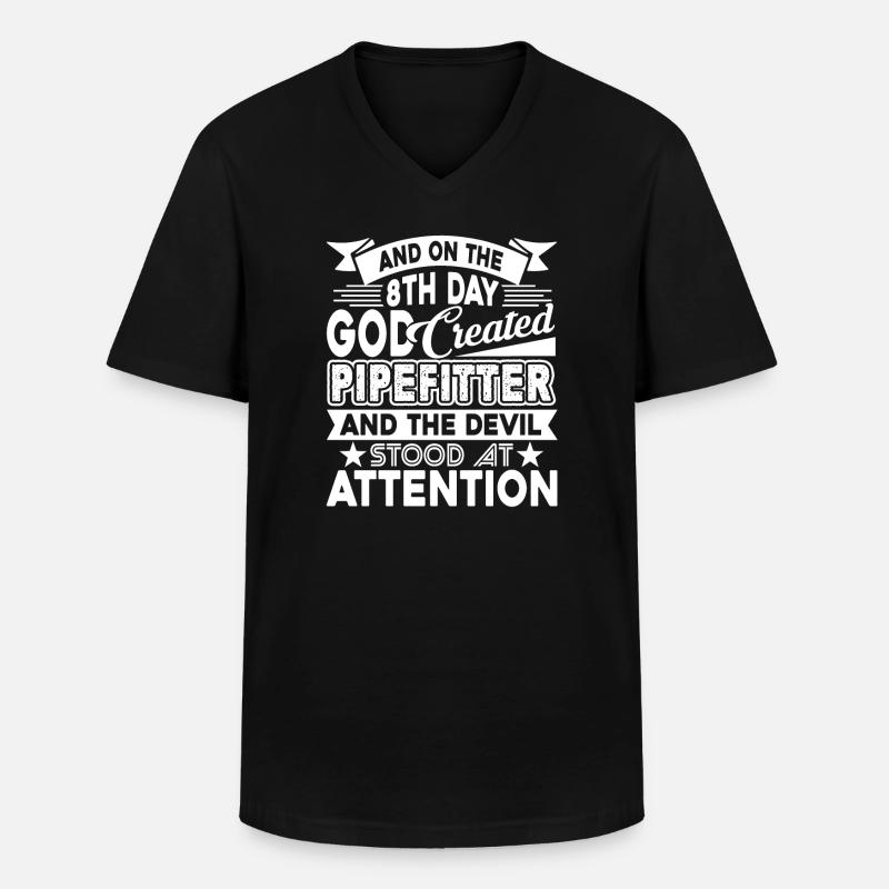 Pipefitter God Created Pipefitter - Men's V-Neck T-Shirt - black