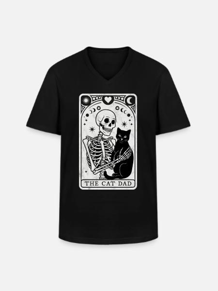 Tarot Katze Papa - Männer-T-Shirt mit V-Ausschnitt - Schwarz
