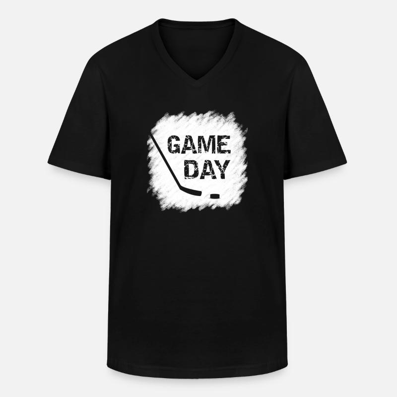 Game Day - Eishockey - Männer-T-Shirt mit V-Ausschnitt - Schwarz