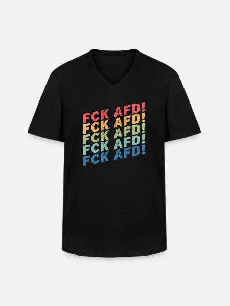 FCK AFD - Männer-T-Shirt mit V-Ausschnitt - Schwarz