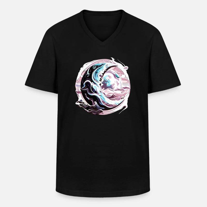 Chrom Halbmonds - Männer-T-Shirt mit V-Ausschnitt - Schwarz