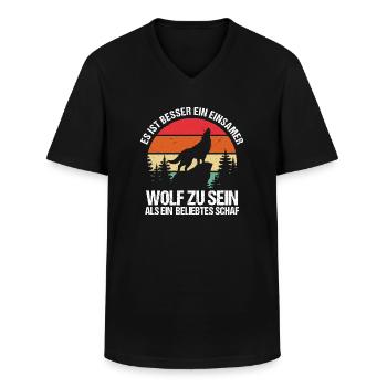 Besser Ein Einsamer Wolf Als Ein Beliebtes Schaf - Männer-T-Shirt mit V-Ausschnitt - Schwarz - Vorne - AI Model Male 178 dark (178cm)