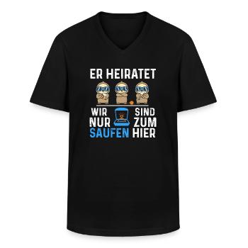 Er heiratet wir sind nur zum Saufen hier - Männer-T-Shirt mit V-Ausschnitt - Schwarz - Vorne - AI Model Male 178 dark (178cm)