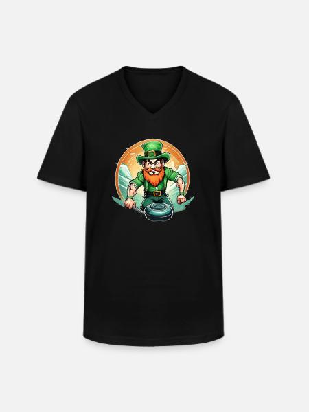 Curling Trèfle de la Saint-Patrick - T-shirt col V Homme - noir