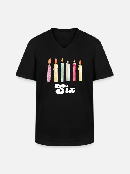 6th Anniversary Candle - Men's V-Neck T-Shirt - black