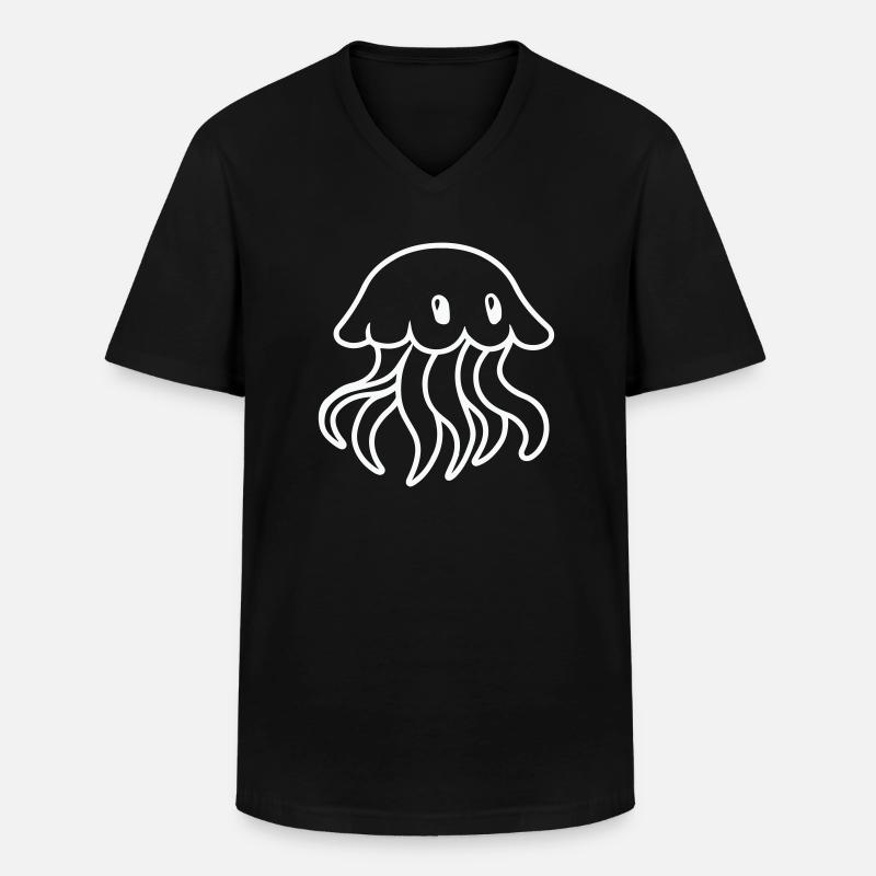 qualle comic - Männer-T-Shirt mit V-Ausschnitt - Schwarz