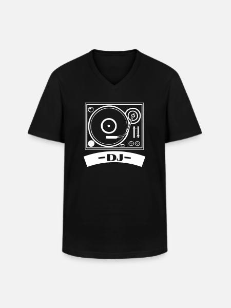 turntable dj - Männer-T-Shirt mit V-Ausschnitt - Schwarz