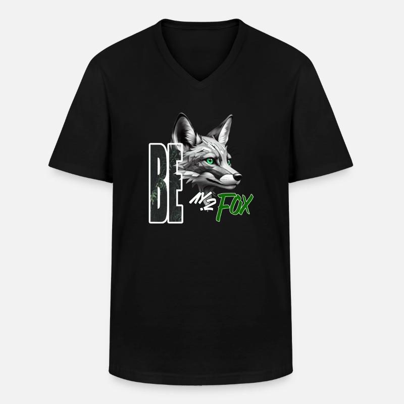 Sei Fuchs - Männer-T-Shirt mit V-Ausschnitt - Schwarz