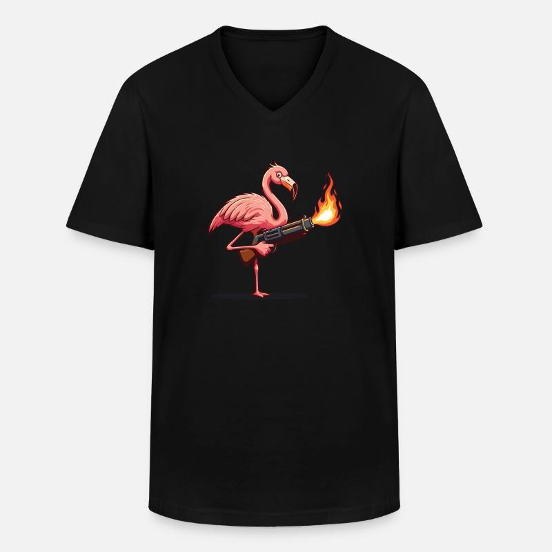 Flamingo - Männer-T-Shirt mit V-Ausschnitt - Schwarz
