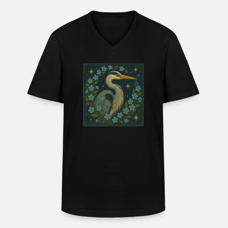 Großer Blaureiher - Männer-T-Shirt mit V-Ausschnitt - Schwarz