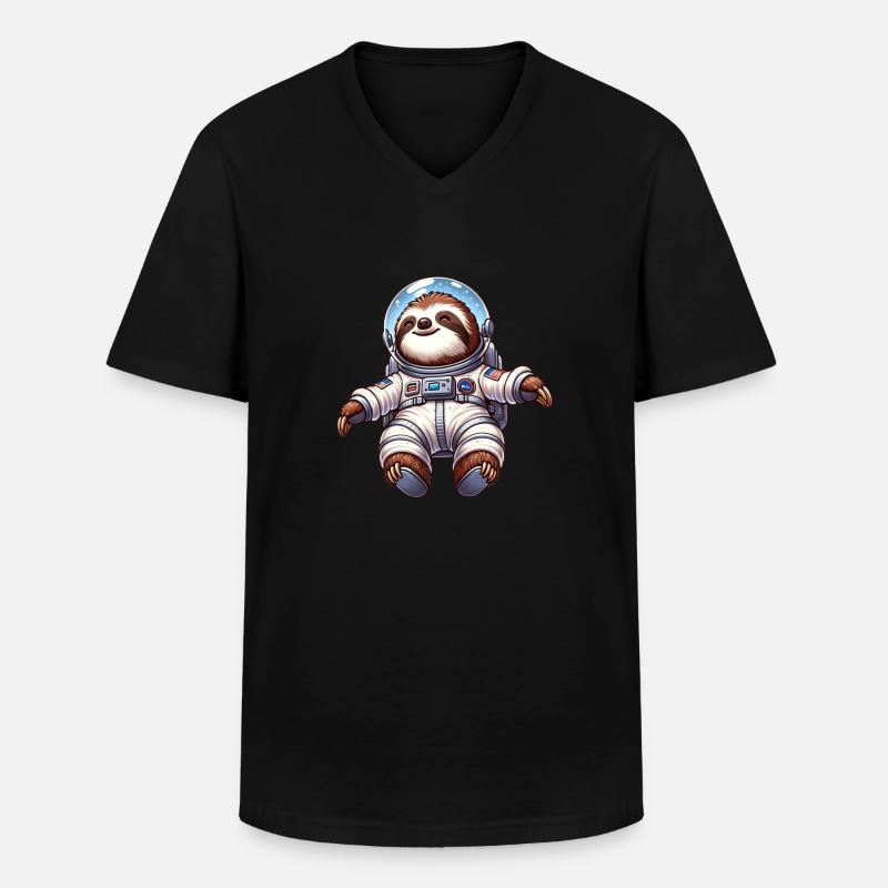 Faultier Schwerelosigkeit Abenteuer Astronaut - Männer-T-Shirt mit V-Ausschnitt - Schwarz