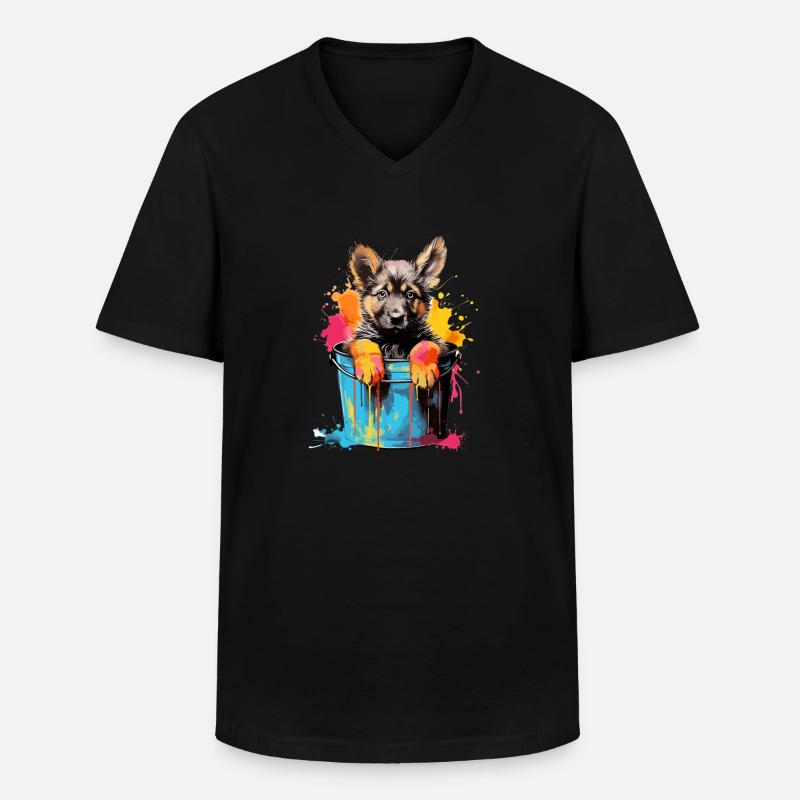 Deutscher Schäferhund Hund Hunderasse - Männer-T-Shirt mit V-Ausschnitt - Schwarz