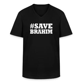 Save brahim - Men's V-Neck T-Shirt - black - Front - AI Model Male 178 dark (178cm)