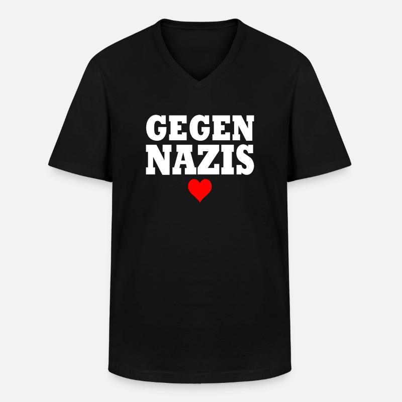 Gegen nazis - Männer-T-Shirt mit V-Ausschnitt - Schwarz