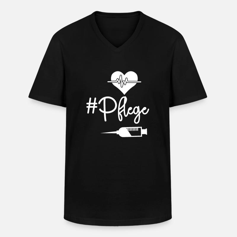 Pflege - Männer-T-Shirt mit V-Ausschnitt - Schwarz